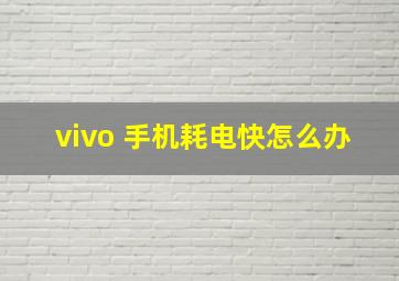 vivo 手机耗电快怎么办